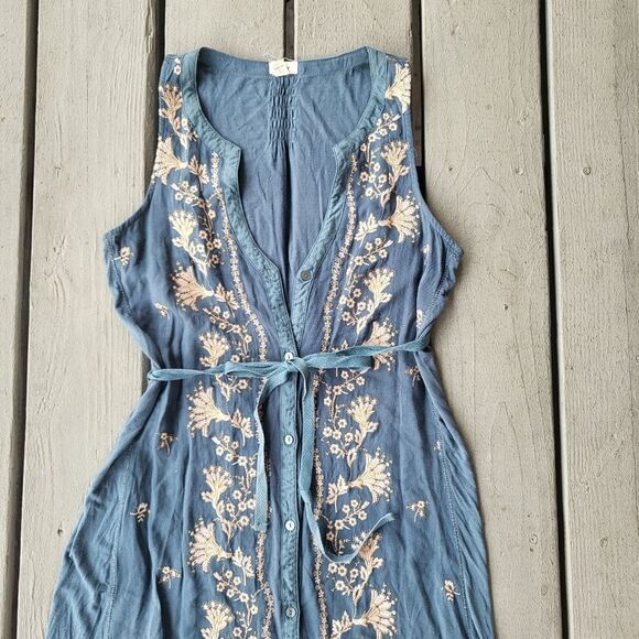 Tiny‎ Anthropologie Syden Floral Embroidered Sleeveless Tank Shirt Dress Size S - Picture 6 of 11